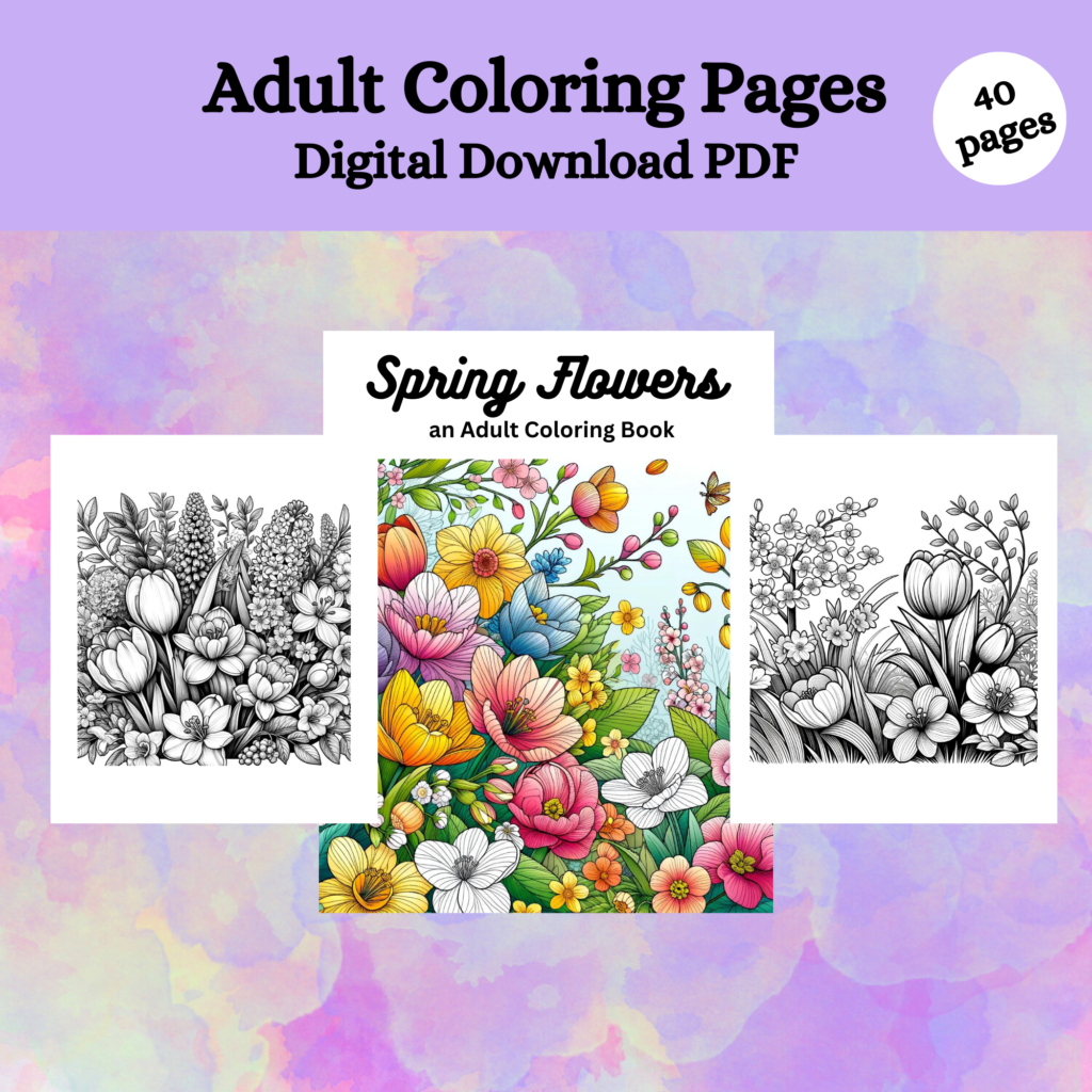 Spring Flowers Adult Coloring Pages