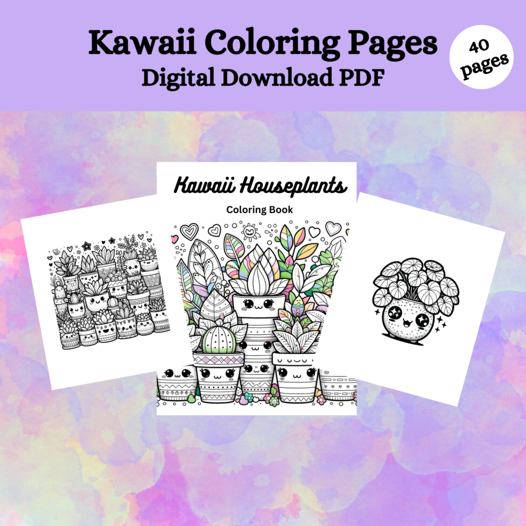 Kawaii Houseplants Coloring Page