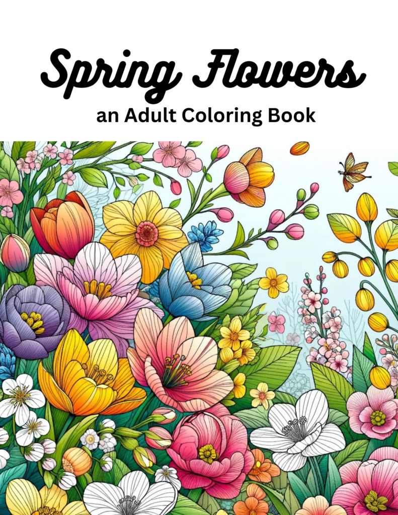 Spring Flowers Adult Coloring Book