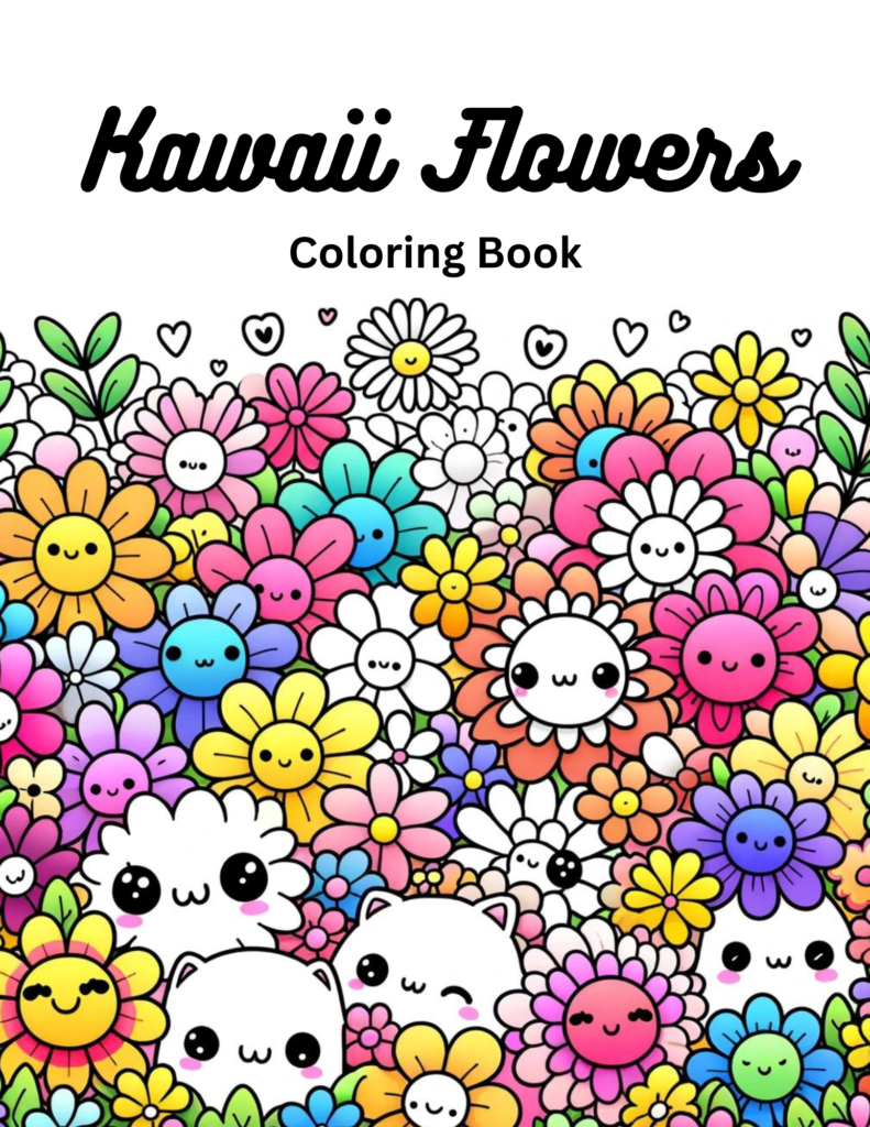 Kawaii Spring Flowers Coloring Pages